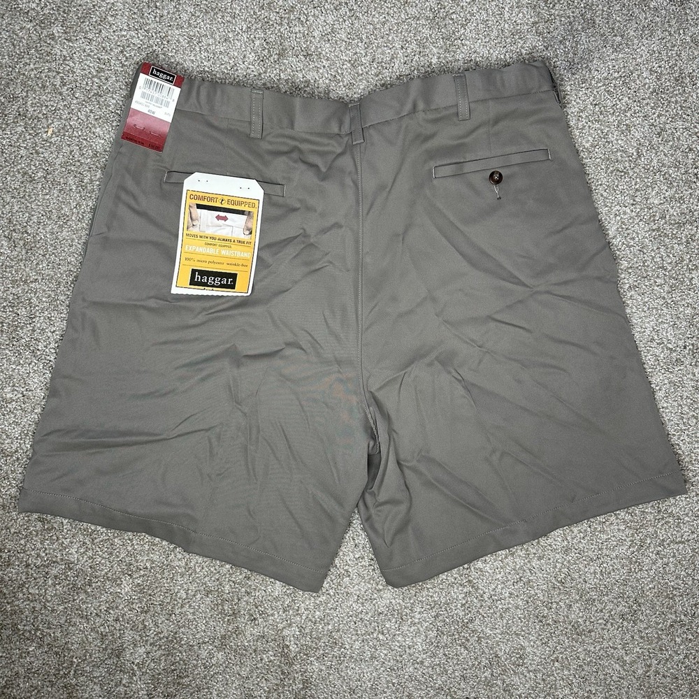 NWT Haggar Chino Shorts Men's Size 40 High Rise Cotton Blend Flat Front New Tags - Picture 2 of 10
